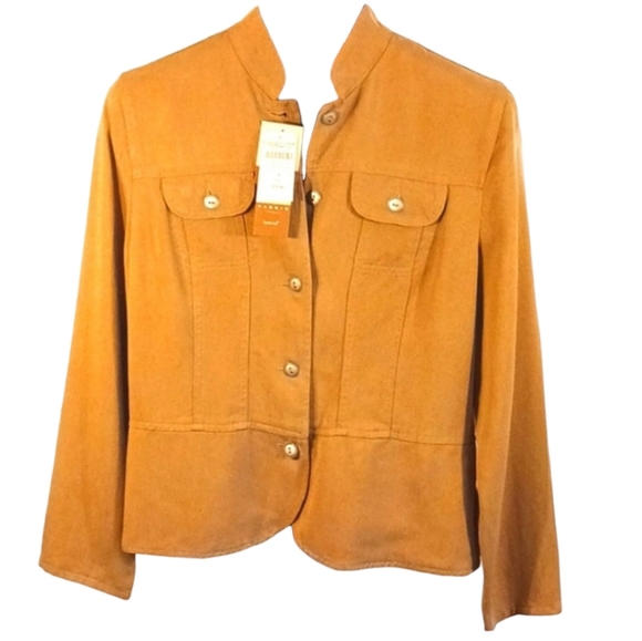 Coldwater Creek Jacket Sz S Mustard Yellow SPORTY Boho Bohemian Preppy Riding - Picture 3 of 16